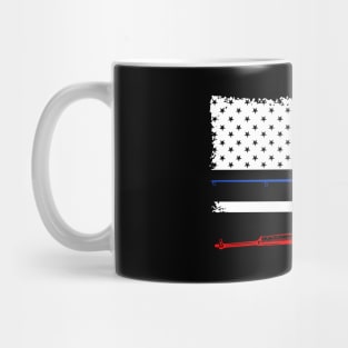 Fishing Rod Hunting Rifle American Flag Mug